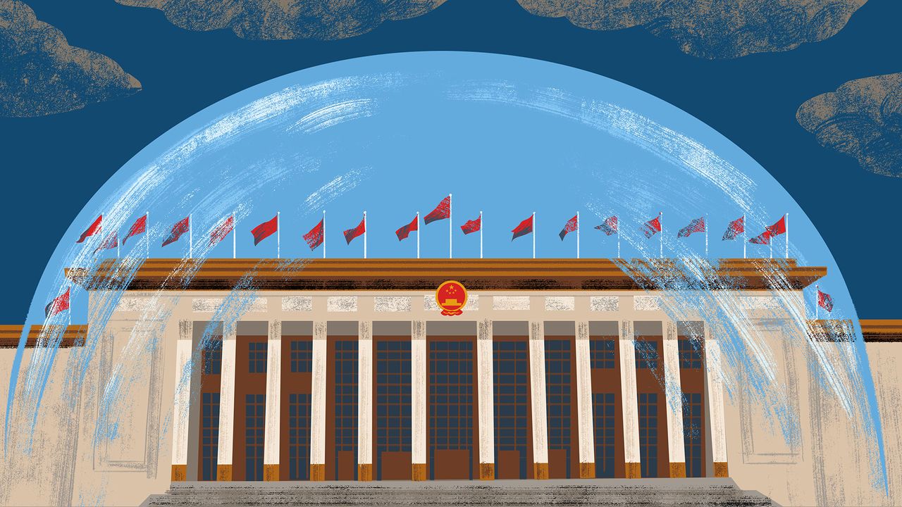 Illustration of parliament building at Beijing, China.
