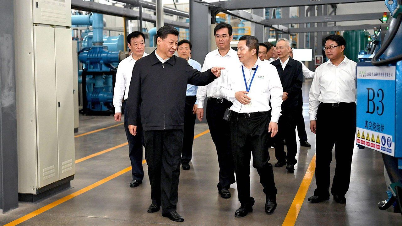 Xi Jinping, China’s current leader, tours the factory of a rare earth materials company.